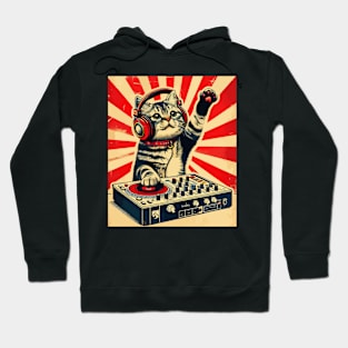 Funny Deejay House Cat Retro Vintage Hoodie